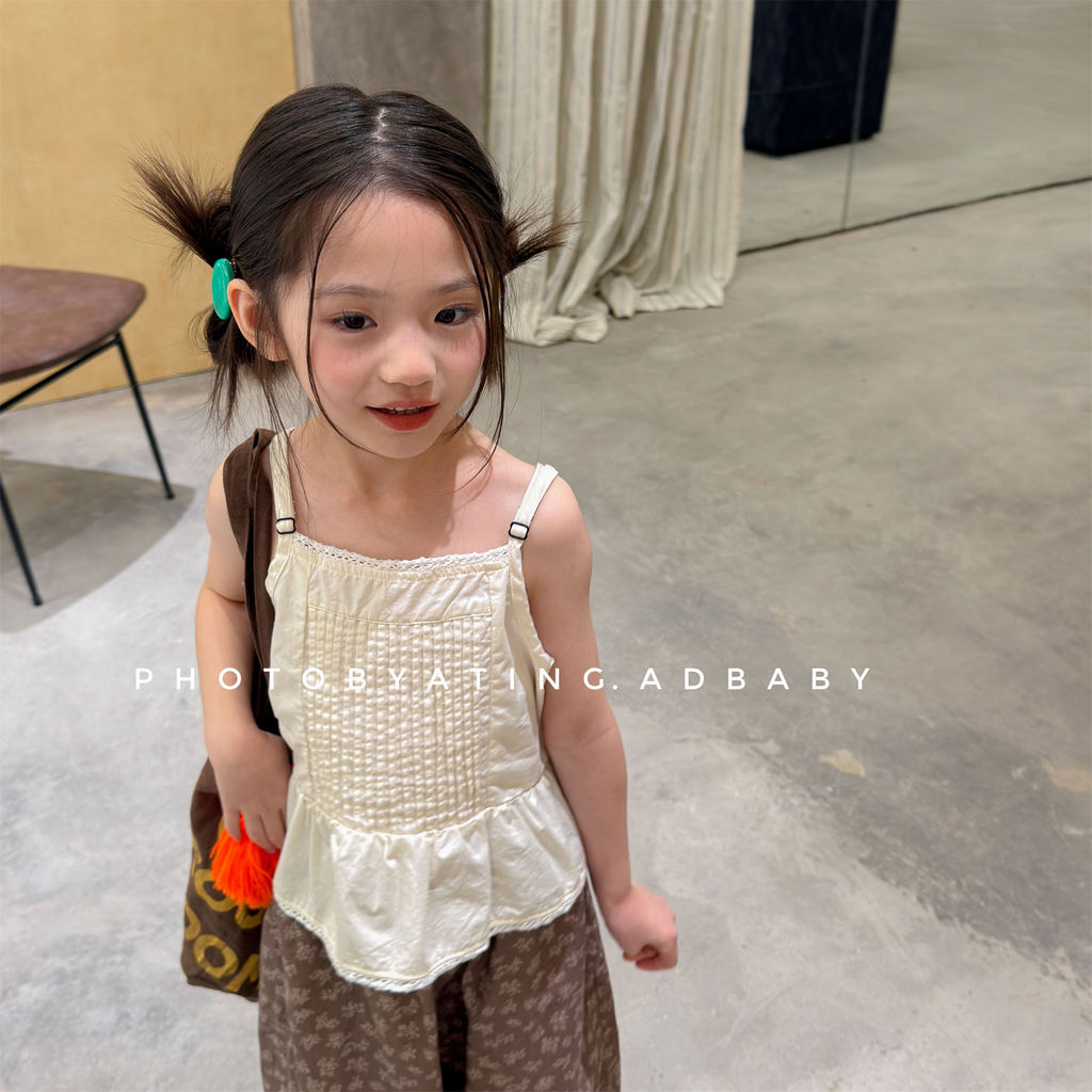 เสื้อผ้าเด็กฤดูร้อน 2026 สไตล์เกาหลี ลูกไม้แขนกุด