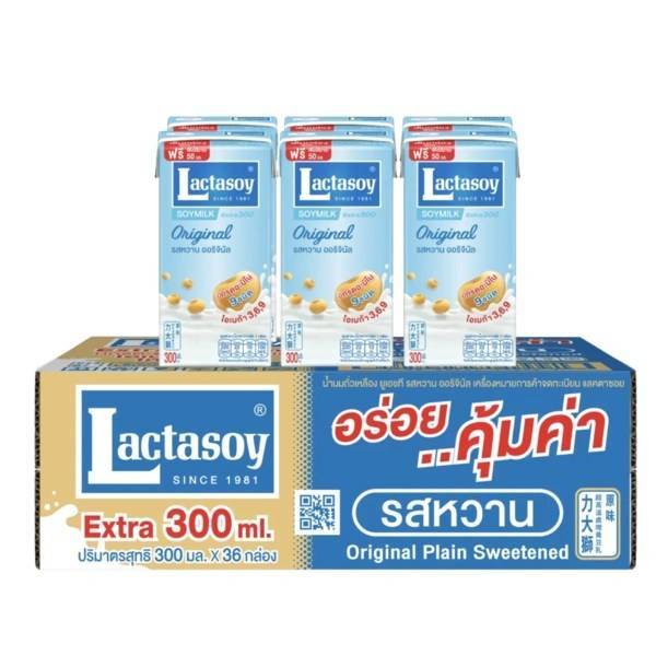 [ ยกลัง ] แลคตาซอย นมถั่วเหลือง ยูเอชที รสหวาน 300 มล.x 36 กล่อง (หมดอายุ 09/08/2026)