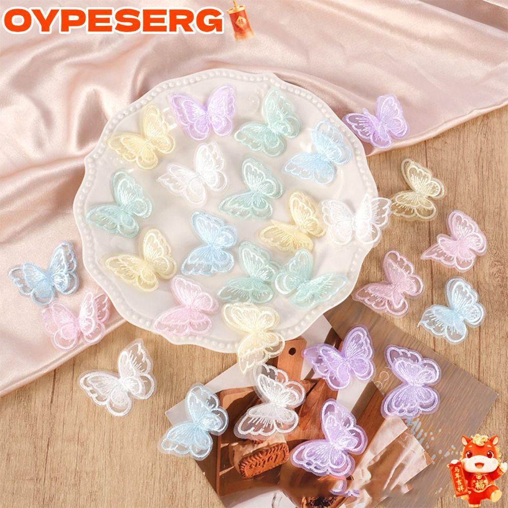OYPESERG 20 ชิ้นผีเสื้อ Appliques, Double Layer Handmade ชีฟองผีเสื้อ,แฟชั่นน่ารัก Dreamy จําลองตาข่ายผีเสื้อ Patch วัสดุออกแบบเสื้อผ้า