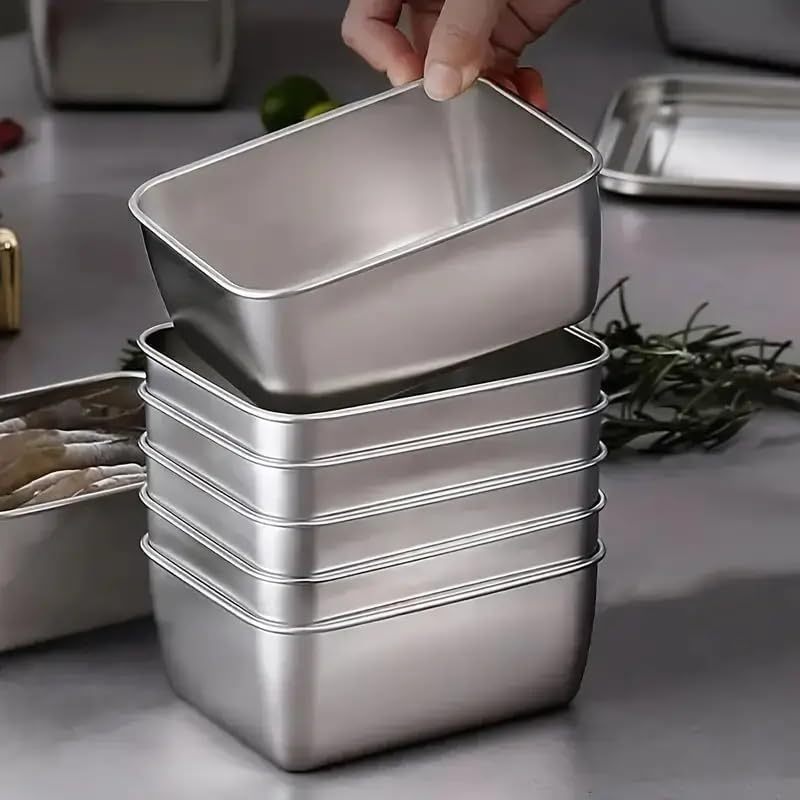 6pcs Stainless Steel Stacking Food Containers with Lids, Reusable Snack & Prep Containers for Office