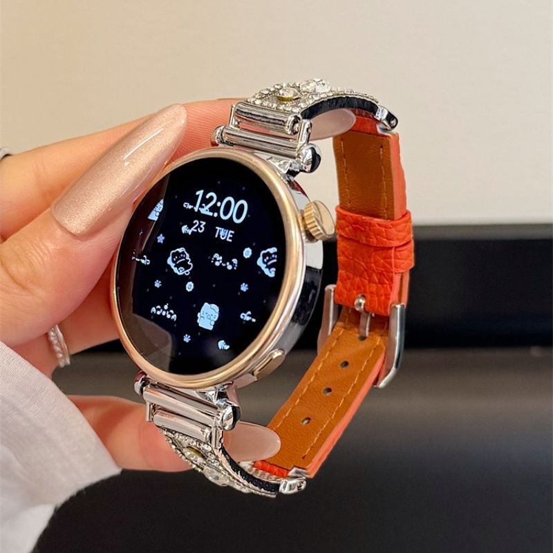 เหมาะสําหรับ Huawei gt6gt5watch3pro ฤดูร้อน GT2 หรูหรา Gypsophila Pebbled หนังสายคล้องคอเฉพาะ