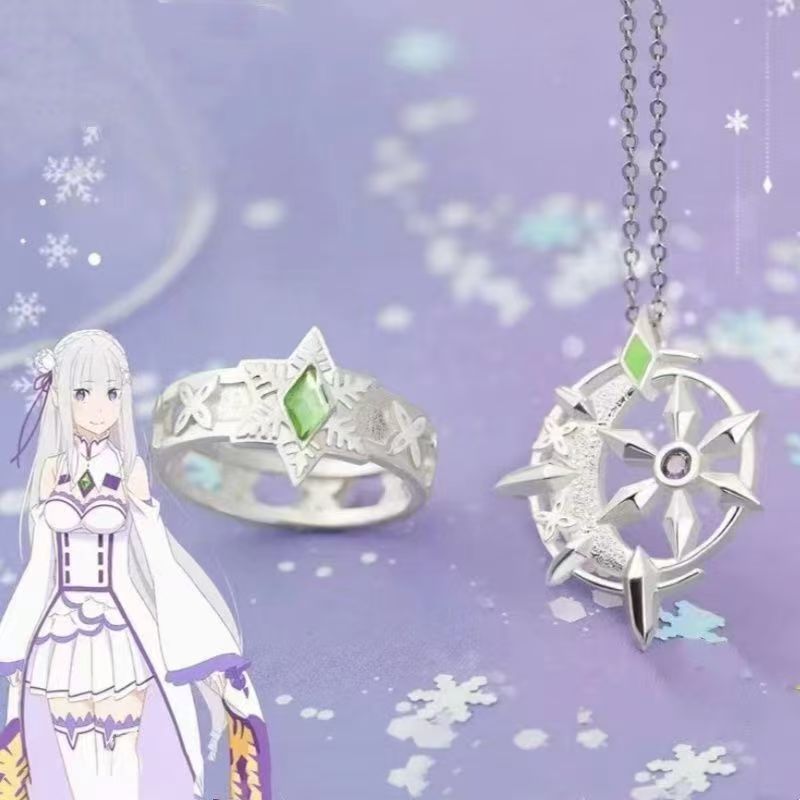 Re: Zero/Emilia/Emilia สร้อยคอร่วมแหวน RE0 อะนิเมะสินค้าจี้เครื่องประดับ/qqqd