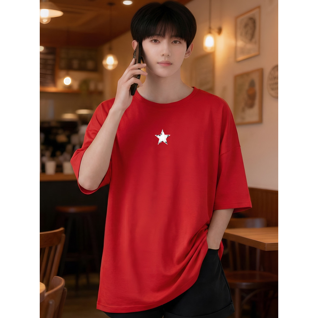 2R331 Lelaki Baju T เสื้อผู้ชาย TShirt เสื้อยืดขนาดใหญ่รอบคอสไตล์เกาหลี Plus ขนาดเสื้อผ้า Tops Crop 