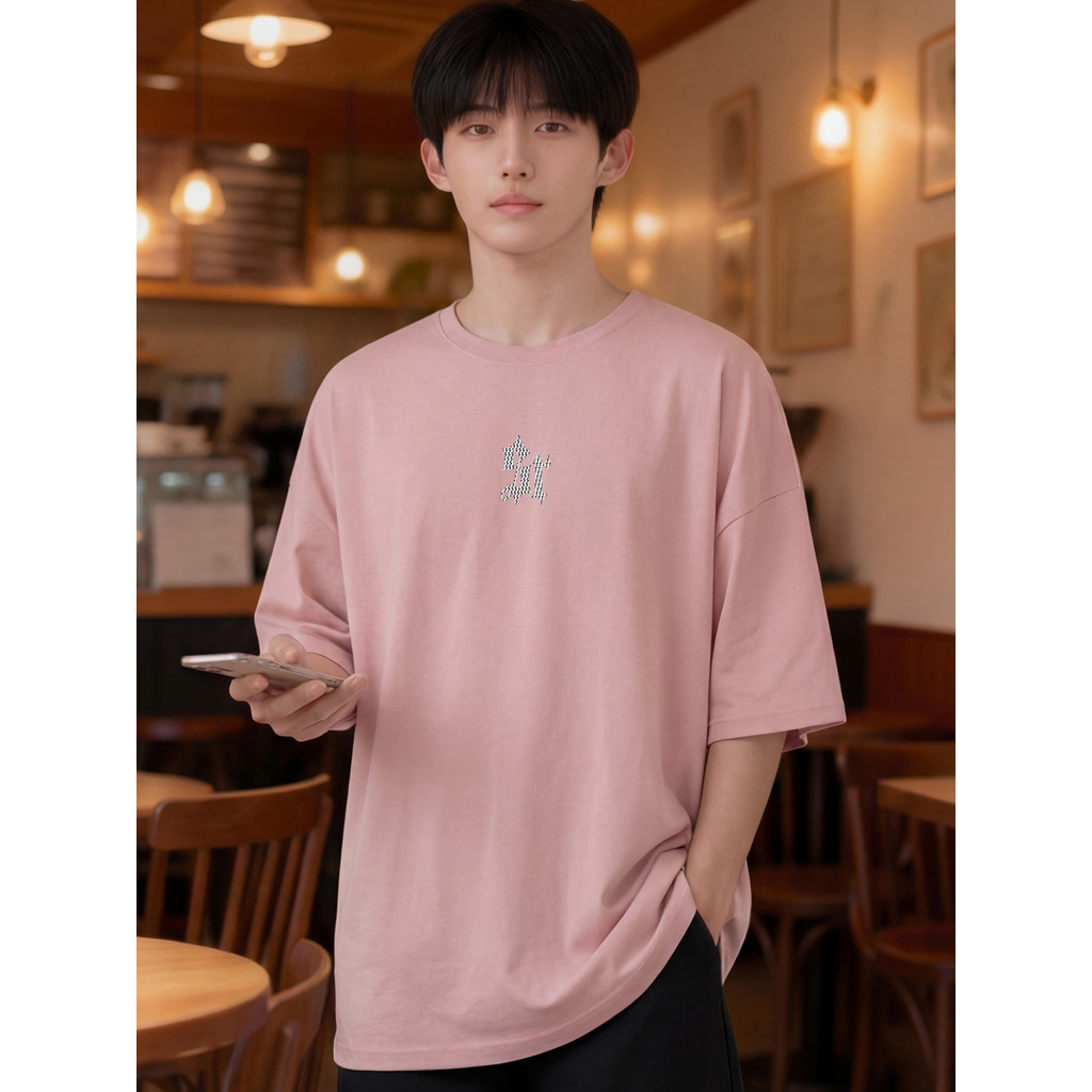 2R337 Lelaki Baju T เสื้อผู้ชาย TShirt Crop Top สไตล์เกาหลี Tops เสื้อผ้าขนาดใหญ่ TShirt เสื้อยืดคอก