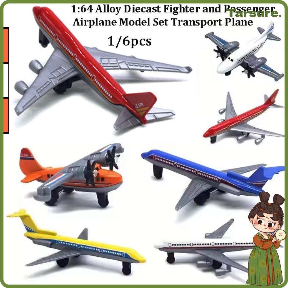 TARSURETH 1/6pcs เครื่องบินโดยสารชุด, 1:64 โลหะพลาสติก Diecast Fighter,Multicolors ของเล่นสะสมเครื่องบินตกแต่งบ้าน