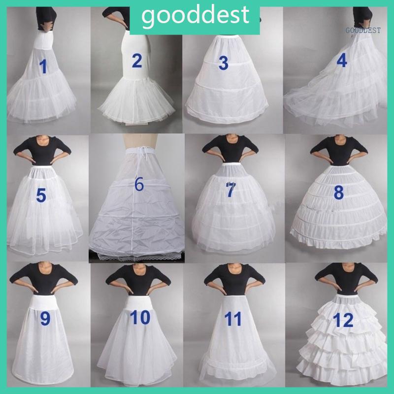 GOO Petticoat Crinoline Slips อุปกรณ์จัดงานแต่งงาน Hoop กระโปรง 50s Vintage Puffy ภายใต้กระโปรง A-line Ruffle ชั้น Mermaid