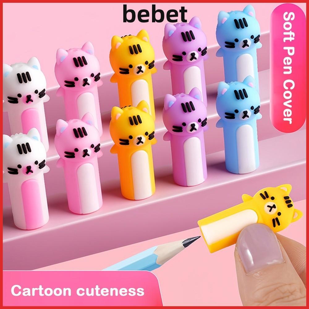 BEBET ฝาครอบป้องกันปลายปากกาดินสอ, ยางลบ Capybaras 2 in 1, เครื่องเขียนการแก้ไขคุณภาพสูง ตัวขยายดินสอรูปแมว อุปกรณ์การเรียนในสํานักงาน
