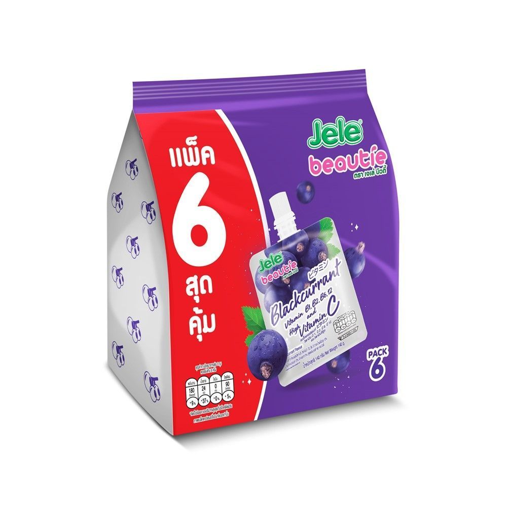 [สินค้าส่งด่วน] เจเล่บิวตี้ รสเเบล็คเคอร์เรน 140 กรัม แพ็ค 6 JELE BEAUTIE BLACK CURRANT 140G. PACK 6