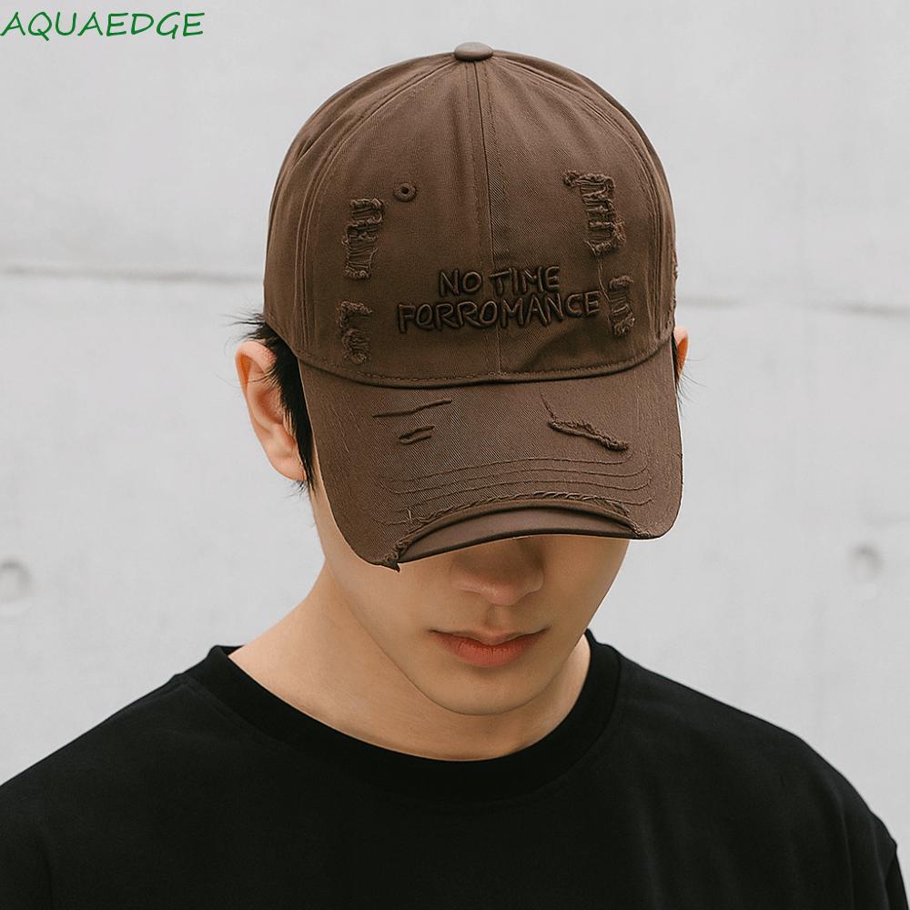 หมวกเบสบอลลายฉีก ปรับขนาดได้ ดีไซน์วินเทจจากผ้าฝ้าย สำหรับสไตล์ยุคใหม่
