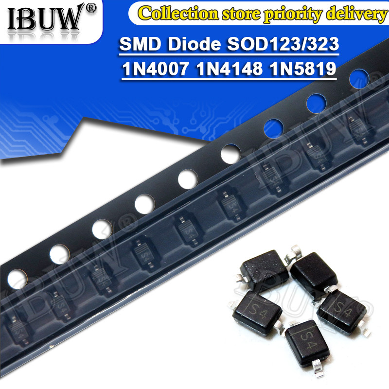 100pcs SMD ไดโอด 08805 SOD-123 1N5819 1N4007 1N4148 SOD123 SOD-323 1206 1N4148WS 1N5819WS B5819WS SO