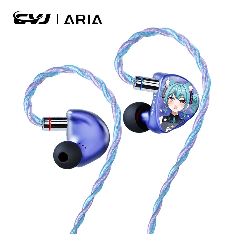 CVJ Aria อะนิเมะ HiFi หูฟัง 10 มม.แบบไดนามิก V-รูปเสียงปรับหัวฉีดกว้าง Soundstage Gaming IEM ที่ถอดอ