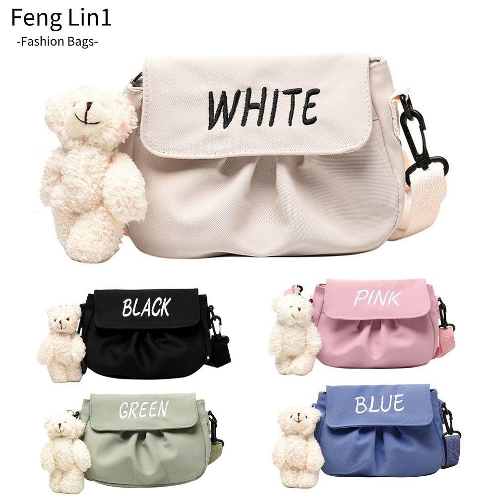 FLIN กระเป๋าสะพายข้างแบบเกาหลี ทำจากผ้าแคนวาส มีดีไซน์เรียบง่ายและทันสมัยสำหรับสตรี