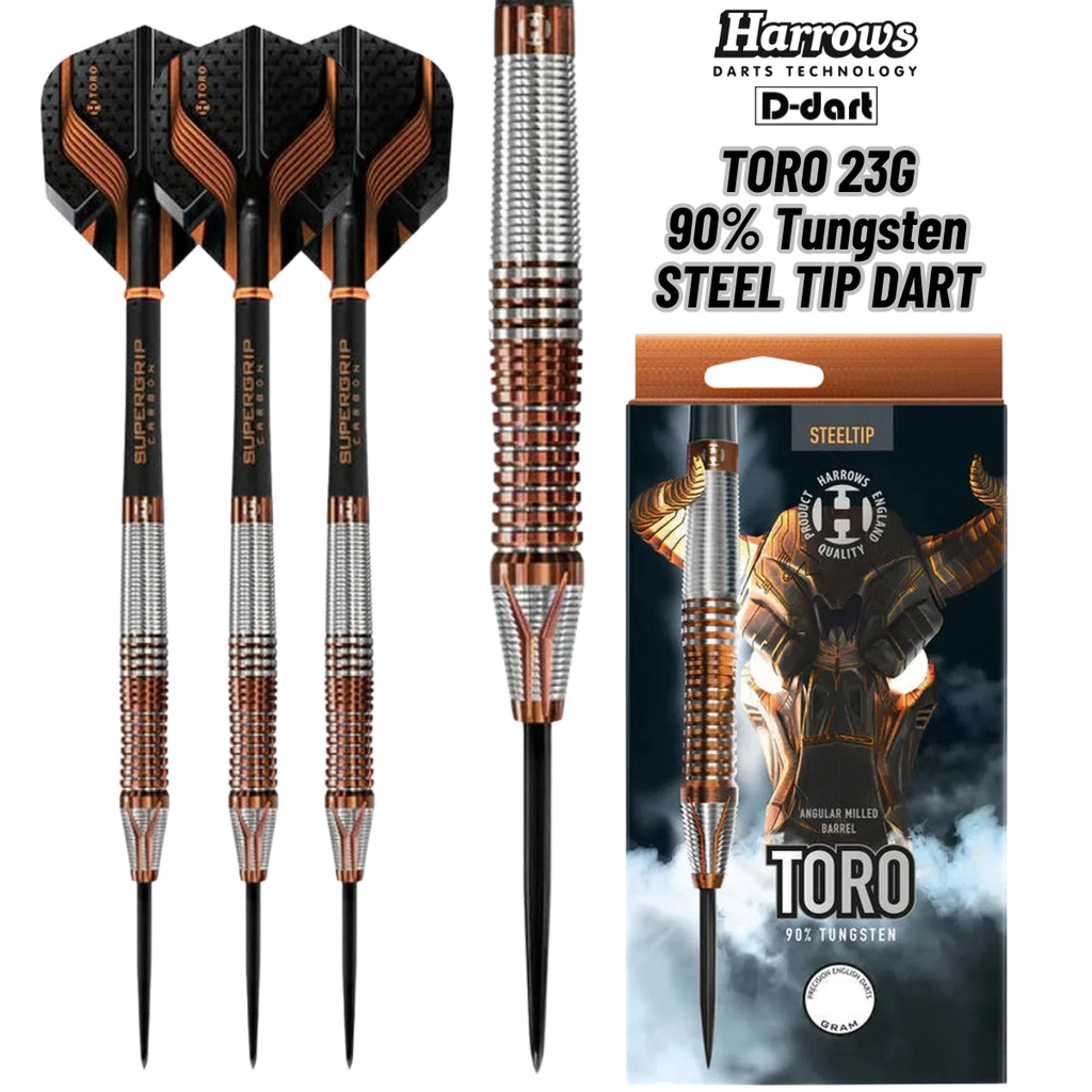 HARROWS STEEL TIP DARTS - 23G TORO 90% TUNGSTEN STEEL TIP DART