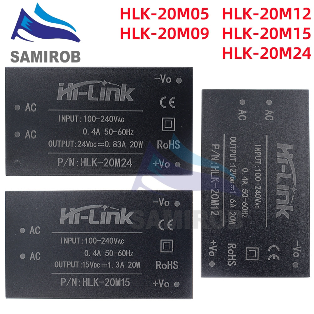 โมดูลแหล่งจ่ายไฟ AC-DC 20W AC ถึง DC 220V ถึง 5V 9V 15V 12V 24V HLK-20M05 20M12 20M24 20M09 20M15