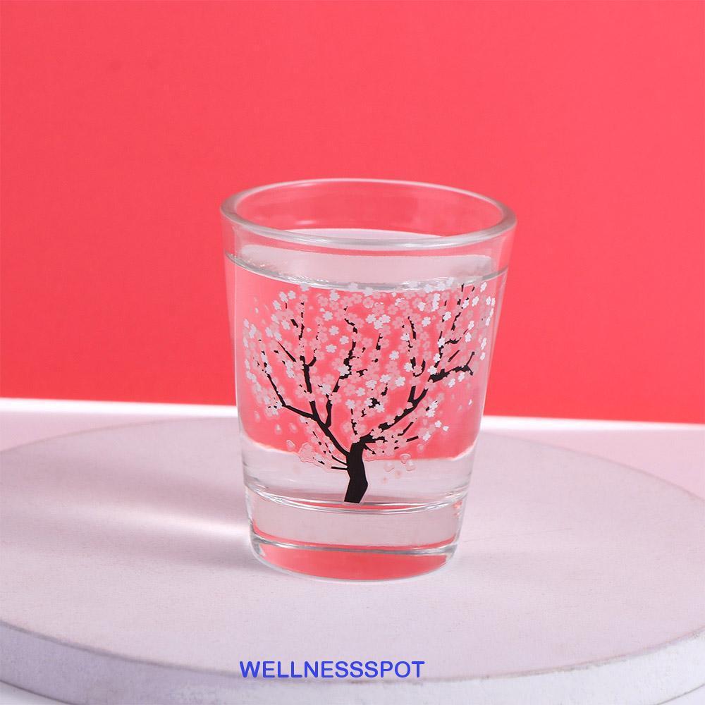 WELLNESSSPOT Glass Creative Liquor Temperature Sensing Small Sakura Cup