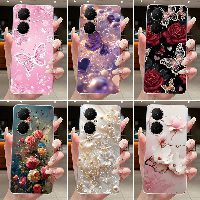 กรณีสําหรับ Huawei Nova Y73 ออกแบบใหม่แฟชั่นหรูหราผีเสื้อดอกไม้ปลอกสําหรับ Huawei NovaY73 Nova Y 73 