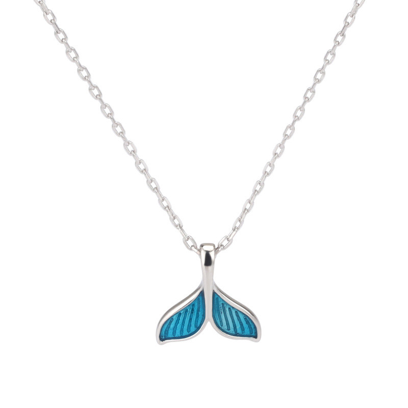 Qixi Dolphin Mermaid Tail สร้อยคอ S925 เงินสเตอร์ลิงคู่หญิงจี้เด็กสีอุปกรณ์เสริม 26424XL
