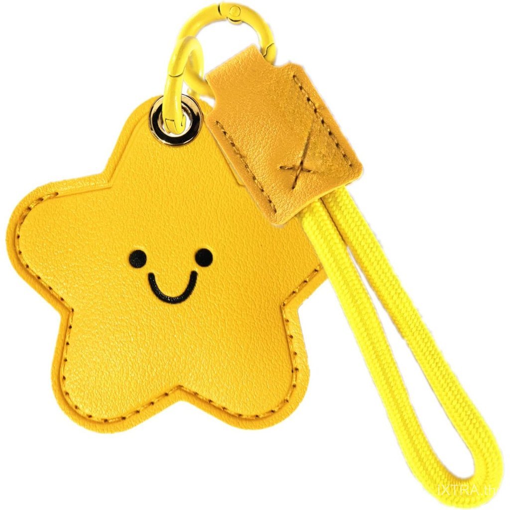 [พร้อมส่ง] พวงกุญแจ AirTag เคสหนังลายดาวน่ารัก (Star A) พร้อมสายคล้องและห่วงกุญแจ กันรอย กันหาย สำหรับกุญแจรถและกระเป๋า AirTag Leather Case
