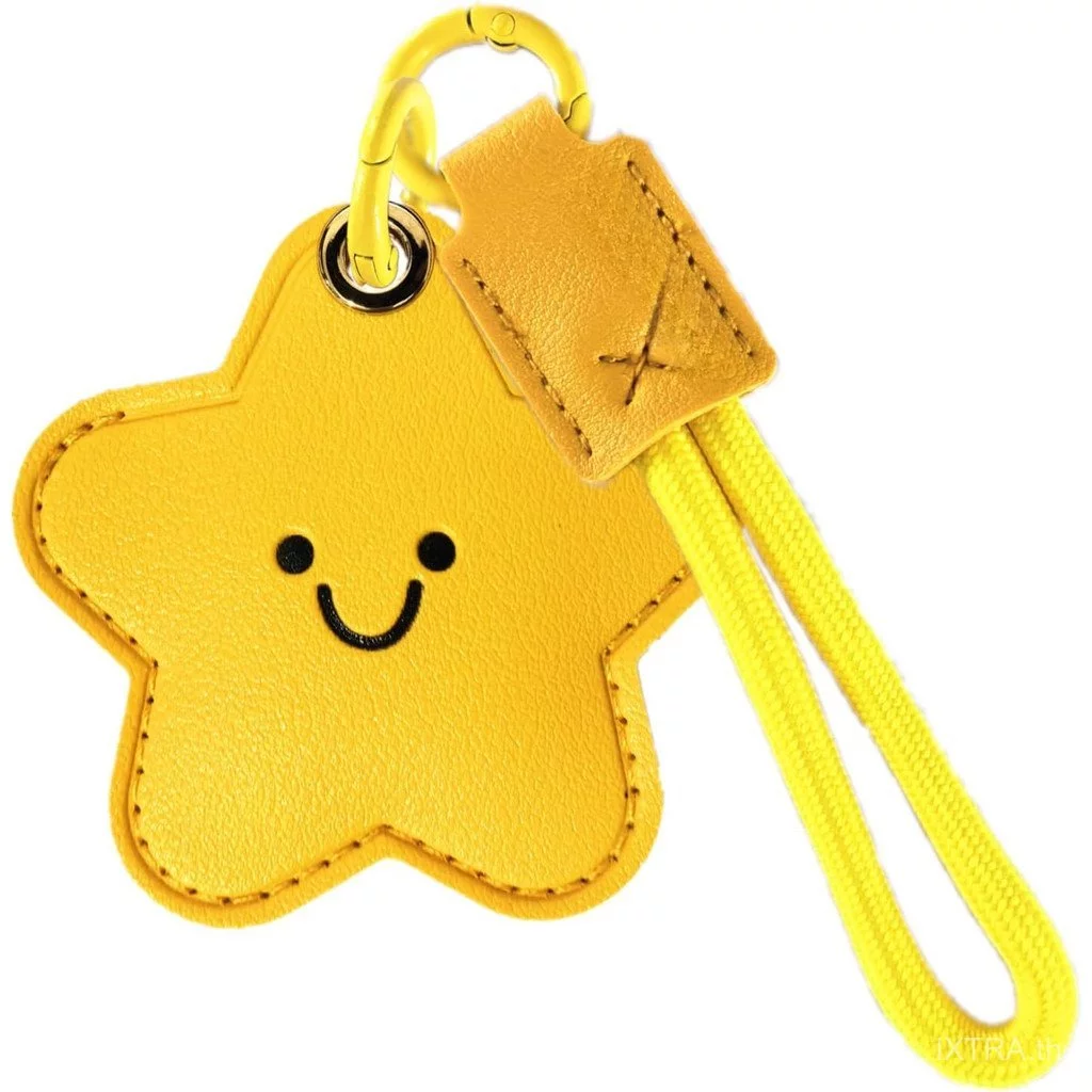 [พร้อมส่ง] พวงกุญแจ AirTag เคสหนังลายดาวน่ารัก (Star A) พร้อมสายคล้องและห่วงกุญแจ กันรอย กันหาย สำหรับกุญแจรถและกระเป๋า AirTag Leather Case