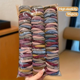 เชือกผูกผมยืดหยุ่น 96 ชิ้น สีสันสดใส นุ่ม และทนทาน พร้อมใช้งานทุกวัน เป็นของขวัญสำหรับสาวๆ