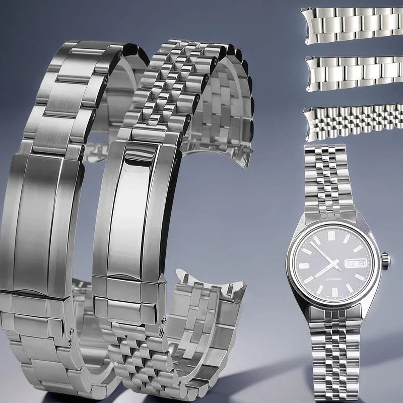 For Seiko Watchband No. 5 Diving Sxns80 Snxs79 Snxs79k Snxs77 Snxs73 Series 19mm Curved End Stainles
