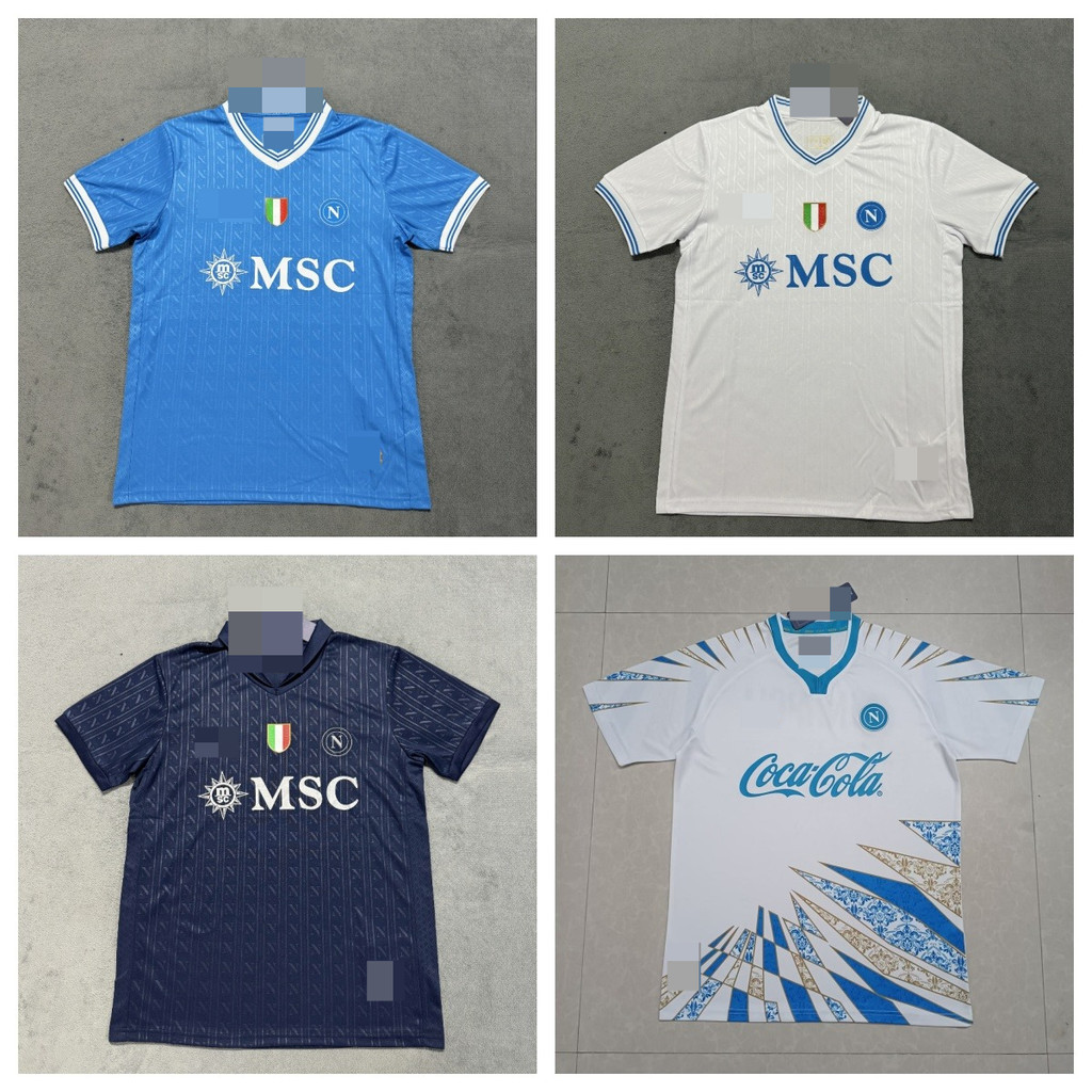 เสื้อยืดแขนสั้น Napoli Home Away Champions League Edition สำหรับกีฬาฟุตบอล ไซ즈 S-4XL