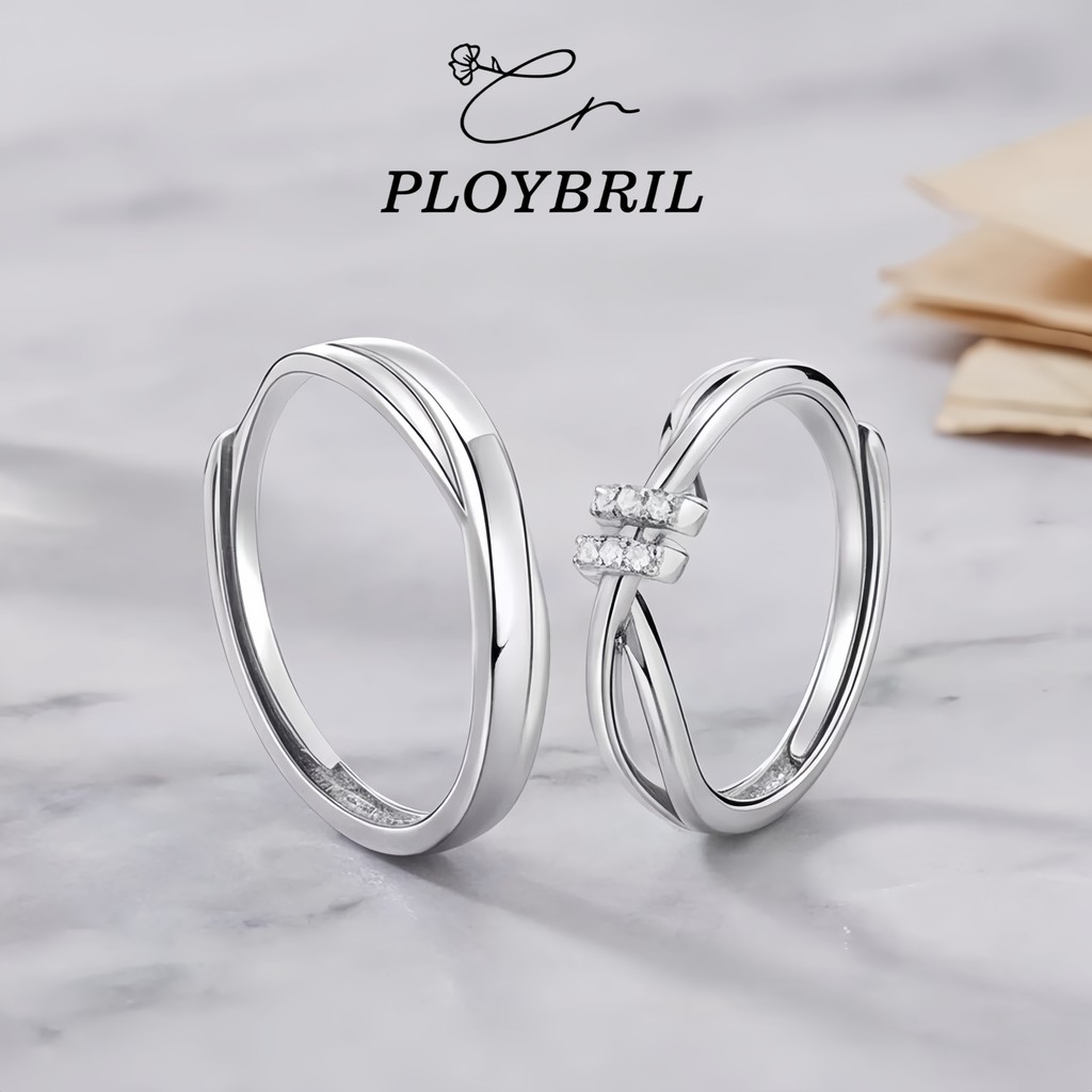 PLOYBRIL แหวนแพลตตินั่มแฟชั่น สวย แหวนคู่แวววาว J041