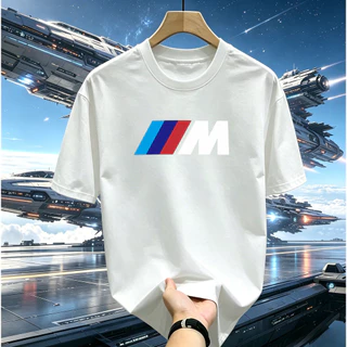 เสื้อยืดแขนสั้น พิมพ์ลายรถโลโก้ BMW M Power สำหรับคนที่ชอบการดัดแปลงรถยนต์และออกแบบสามสี