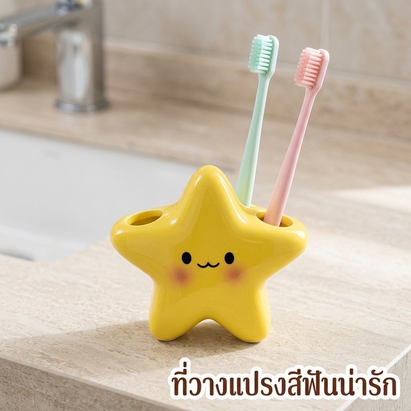 ดาวผู้ถือแปรงสีฟันชั้นวางแปรงสีฟันพลาสติกน่ารักการ์ตูนห้องน้ําติดผนังครอบครัวออแกไนเซอร์