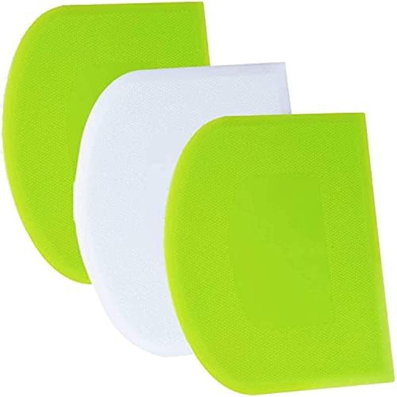 SURDOCA Dough Scraper Bench Scraper - 3P 4.7x3.7" Plastic Flexible Bowl Scraper, Sharp Edge & Angles
