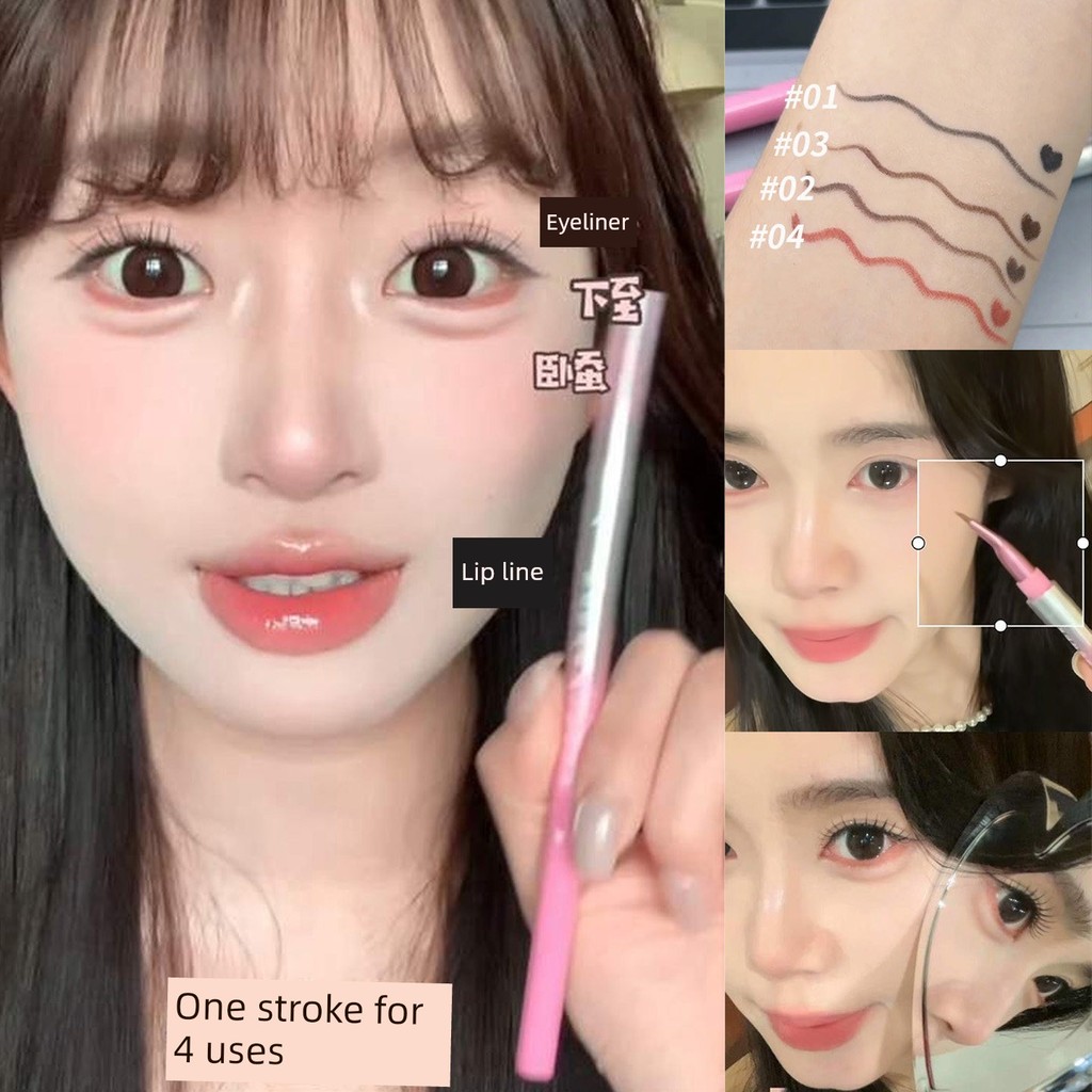 Sister Ju ไหมนอนสไตล์เดียวกัน!NEIYOU NEIYOU ปากกาเจลอายไลเนอร์ปลายคู่ใบมีดกันน้ําแปรงมุมพับไม่เลอะ
