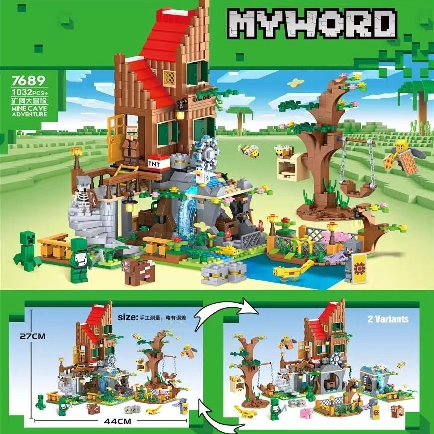 minecraft toy เลโก้ minecraft Minecraft Building Blocks Cave Steve Large Village Tree House Children