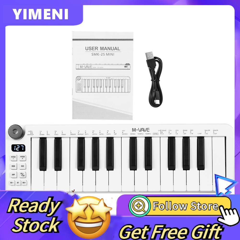 Yimeni-th M-VAVE SMK-25mini MIDI คีย์บอร์ดชาร์จ 25 คีย์ควบคุม Mini USB แบบพกพาคอนโทรลเลอร์ 25 Veloci