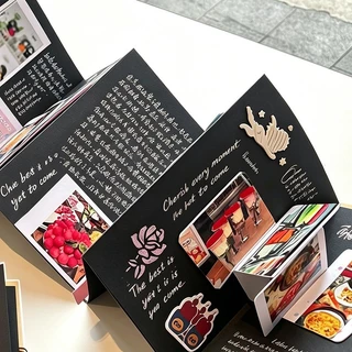 ร้านอยู่ที่ไทย สมุดอัลบั้มรูปภาพ กระดาษคราฟท์ 7นิ้ว 8นิ้ว พับได้ DIY 34หน้า ของขวัญวันเกิด