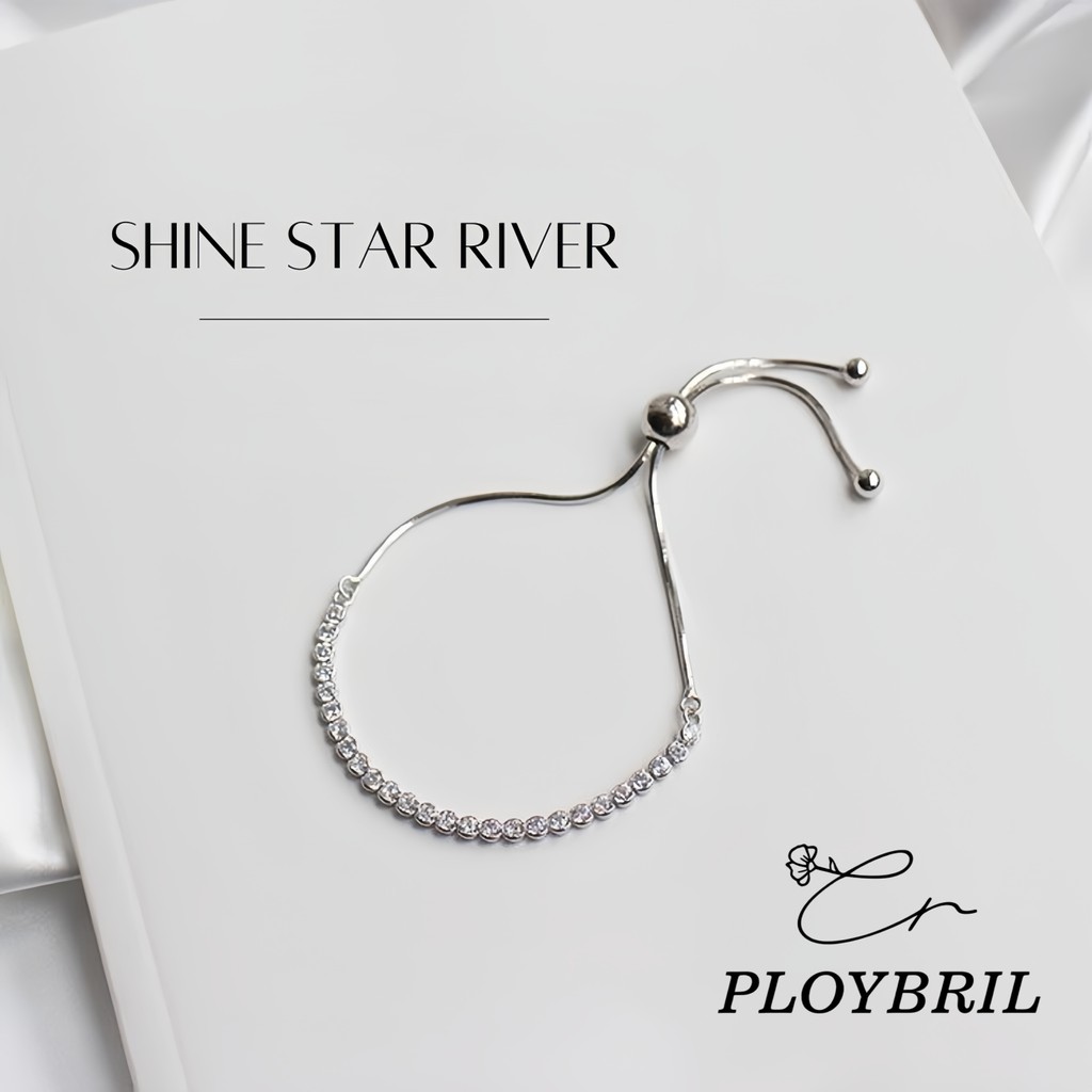 PLOYBRIL✨สร้อยข้อมือเพชร SHINE STAR RIVER สร้อยข้อมือเงิน สร้อยข้อมือผู้หญิง กําไลเงินแท้ กำไลแฟชั่น S036