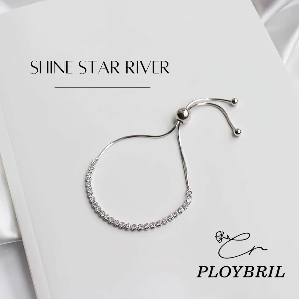 PLOYBRIL✨สร้อยข้อมือเพชร SHINE STAR RIVER สร้อยข้อมือเงิน สร้อยข้อมือผู้หญิง กําไลเงินแท้ กำไลแฟชั่น S036