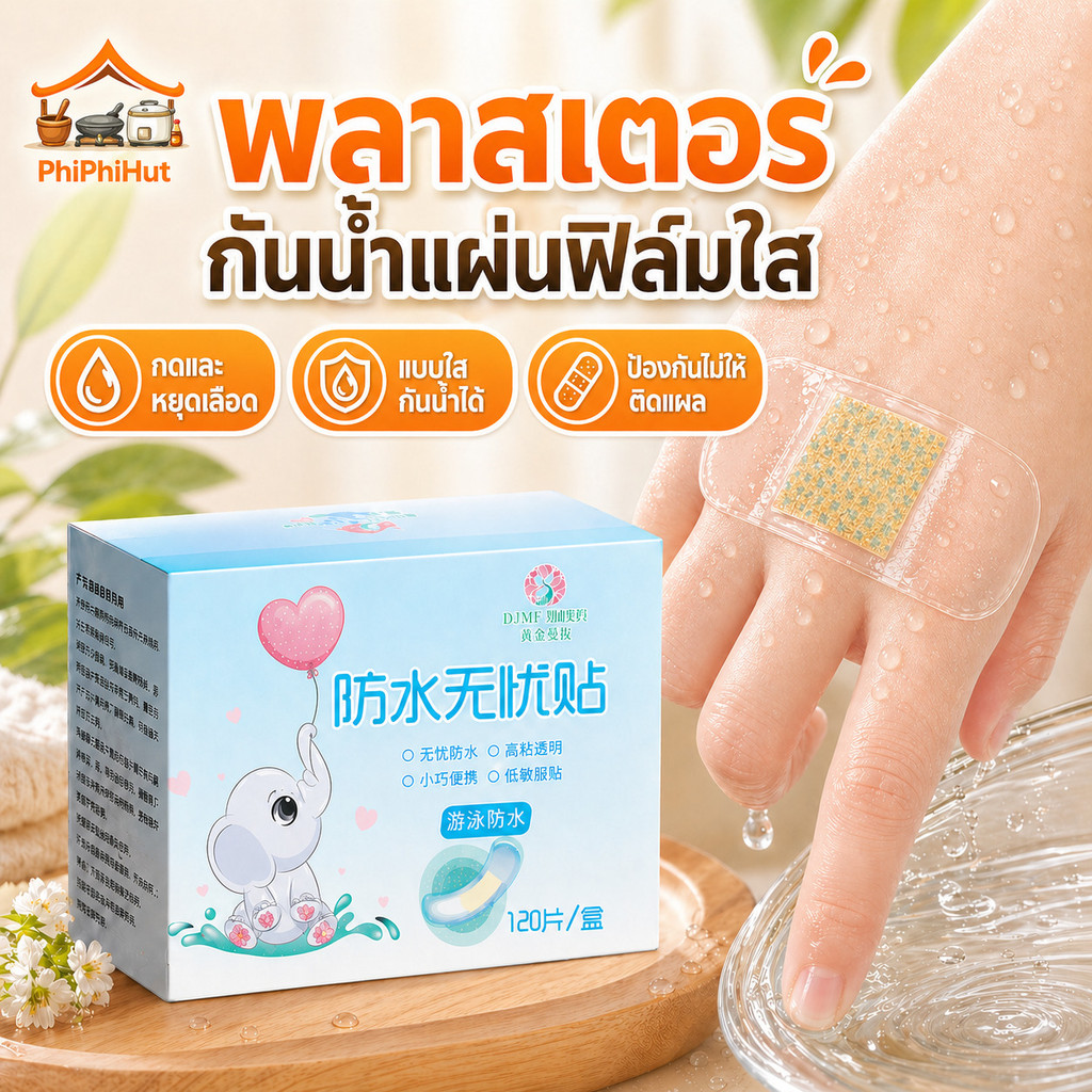 PPH  พลาสเตอร์กันน้ำ แผ่นปิดแผลอเนกประสงค์ แผ่นฟิล์มใสกันน กดและหยุดเลือด ระบายอากาศป้องกันไม่ให้ติดกัU1ua