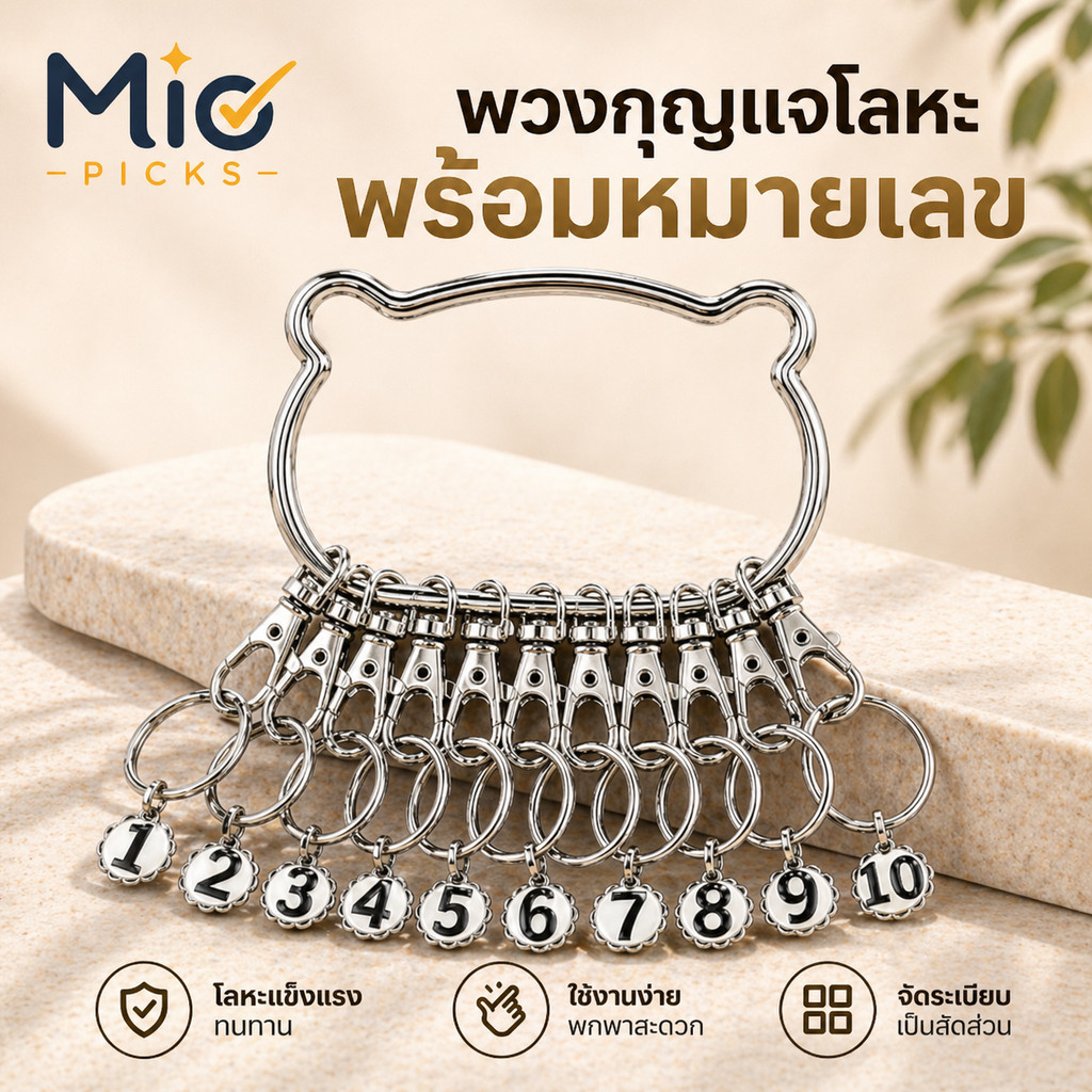 พวงกุญแจวัสดุโลหะ พวงกุญแจ สายพวงกุญแจที่สามารถเพิ่มตัวเลข เหมาะสำหรับบ้าน สำนักงาน คลังสินค้า โรงแรม