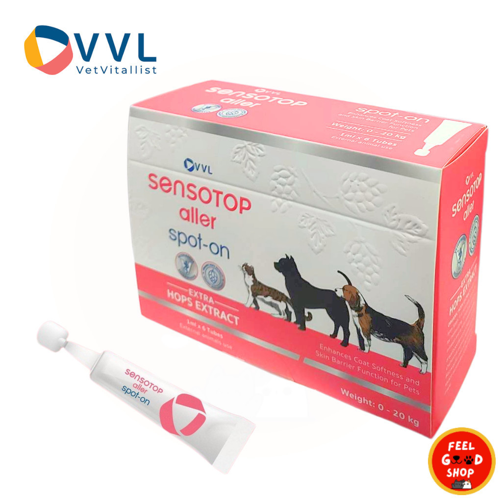 (หยด) SENSOTOP aller spot-on (1ml x 6หลอด) ดูแลสุขภาพผิวหนังและเส้นขน สำหรับสุนัข&แมว (12/27)