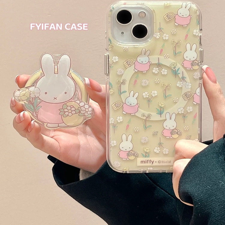 Flower Miffy Magnetic Bracket Samsung S26 S22 S23 S24 S25 FE Ultra A56 A55 เคสโทรศัพท์เคสป้องกัน