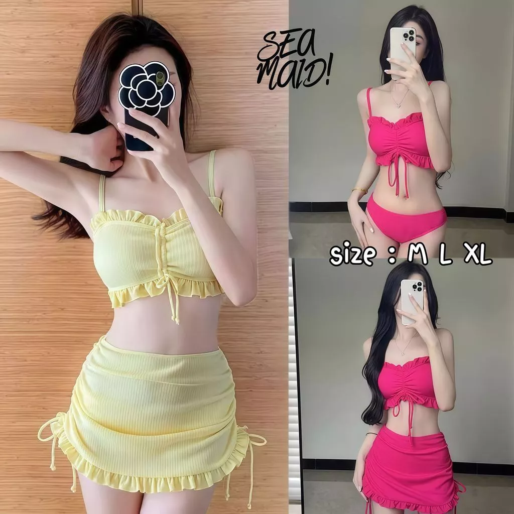 SEA MAID ชุดว่ายน้ำผู้หญิง ชุดบิกินี่ ชุดเดินชายหาด 👗 มีไซส์ M-XL | น้ำหนัก 40-65 กก. สายปรับได้ Y045