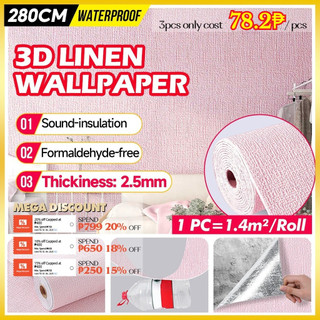Thicken 3D Linen Wall Sticker PE Foam Waterproof Anti-collision Self-adhesive Wallpaper Roll
