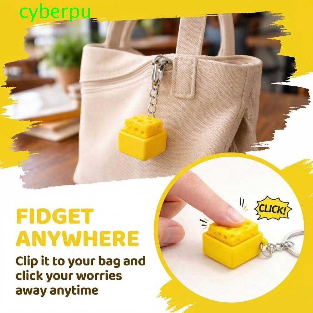 CYBERPULSE Cheese Keyboard, Portable Squeeze Sound Cheese Clicker Fidget Keychain, Creative Funny Me
