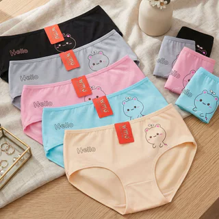 กางเกงในลายพิมพ์สำหรับผู้หญิง เนื้อผ้านุ่ม ขนาด M-2XL ซักง่าย แพ็ค 10 ตัว