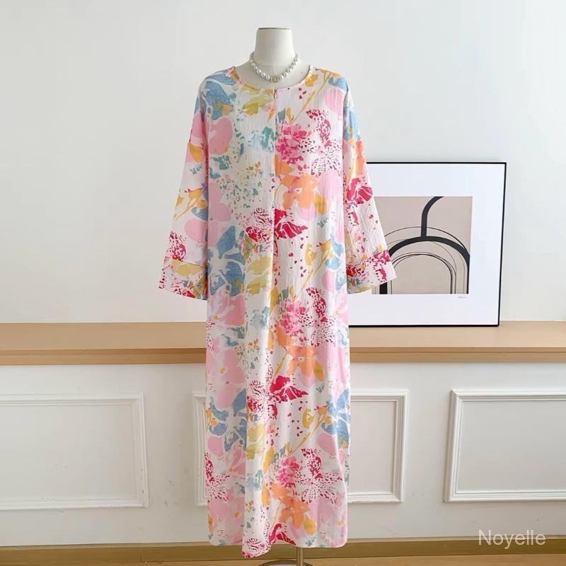 สินค้ามาใหม่ 2026 Eid al-Fitr Abaya, แม็กซี่เดรสทรงหลวมพิมพ์ลายดอกไม้สีน้ําทั้งตัวทั้งตัวสไตล์สดและสีน้ําเหมาะสําหรับการเดินทางทุกวัน