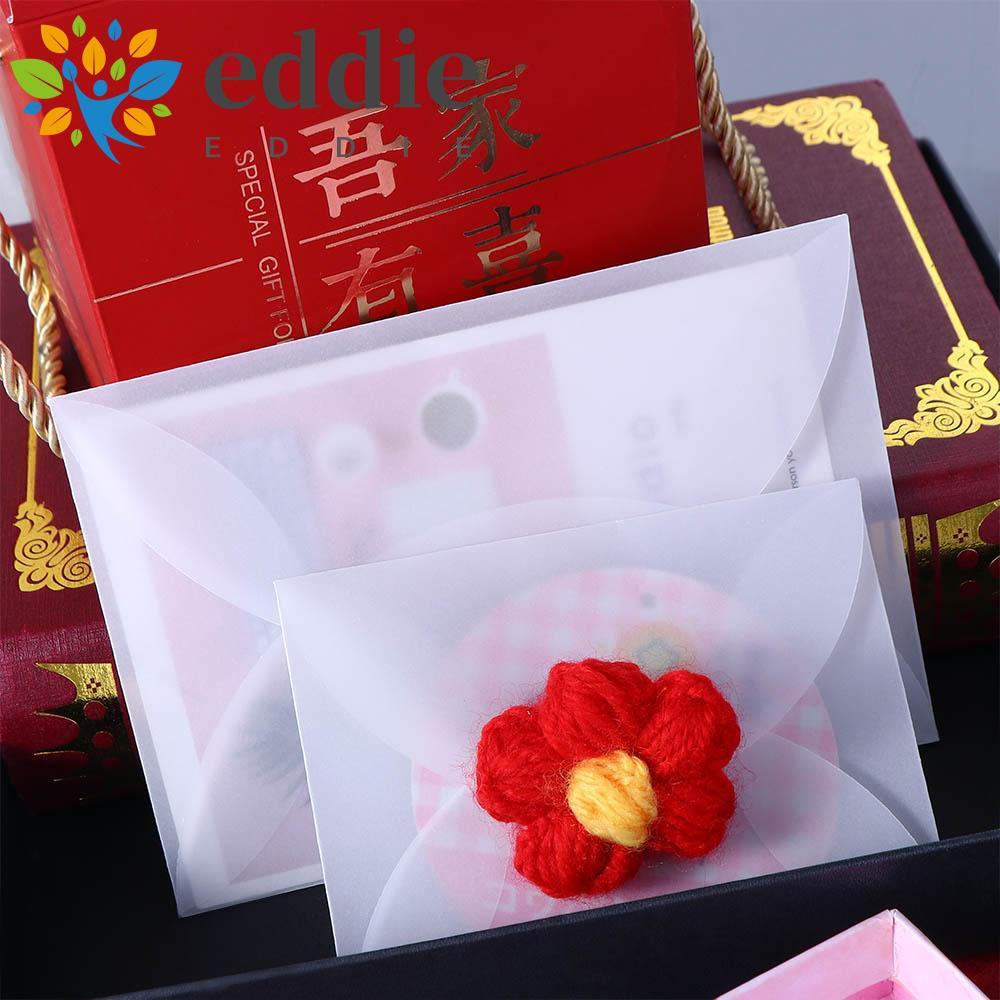 EDIE ซองกระดาษกรดกํามะถันเชิญสีขาวสําหรับตัวอักษรงานแต่งงานเครื่องเขียนโปสการ์ดกึ่งโปร่งใส