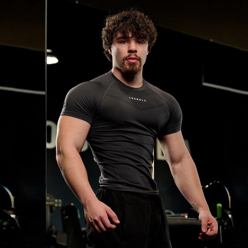 Men's T-shirt Sports Fitness Quick-Drying Clothes Breathable Stretch Workout Clothes Outdoor Running