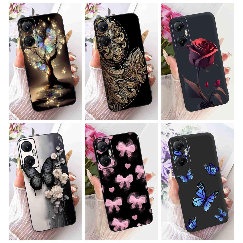 สําหรับ Infinix Hot 20 5G 6.6 "กรณีแฟชั่นออกแบบผีเสื้อซิลิคอนนุ่ม TPU สีดําสําหรับ Infinix Hot20 ร้อ