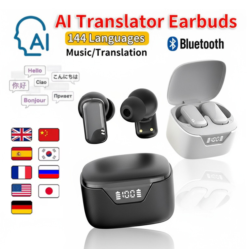 Wireless Fitness In Ear Headphone หูฟังไร้สายผู้แปลภาษา Earbuds Touch 144 ภาษา AI Translate Earbuds