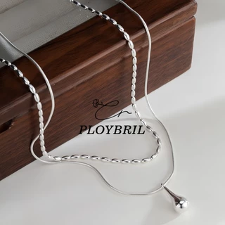 PLOYBRIL✨สร้อยคอเงิน Duo Droplet สร้อยคอเงินแท้925 สร้อยคอสองชั้น สไตล์เกาหลี สร้อยคอแฟชั่น X064